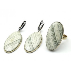 Кольцо и серьги скарн " Овал "