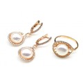 Кольцо и серьги с925 позолота и жемчугом 13*21мм , 7,3гр
