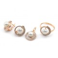Кольцо, серьги, кулон с925 позолота и жемчугом 14*15мм , 7,2гр