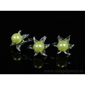 Кольцо и серьги с майоркой цвет олива  (иск.)