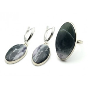 Кольцо и серьги офит " Овал "