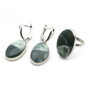 Кольцо и серьги офит " Овал "