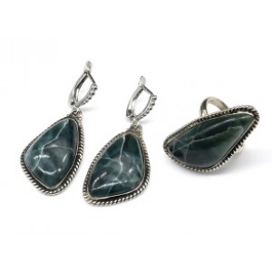 Кольцо и серьги офит " Грация "