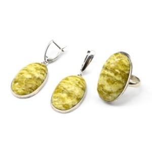 Кольцо и серьги лизардит " Овал "