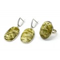 Кольцо и серьги лизардит " Овал "