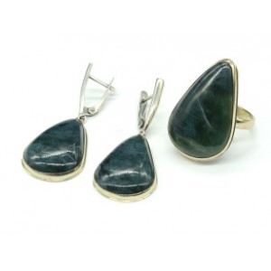 Кольцо и серьги офит " Капля "