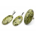 Кольцо и серьги змеевик " Овал "