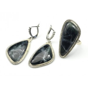 Кольцо и серьги офит " Грация "