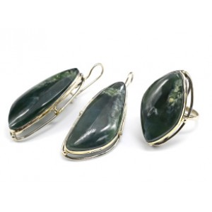 Кольцо и серьги офит " Грация "