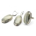 Кольцо и серьги с офиокальцитом " Овал "