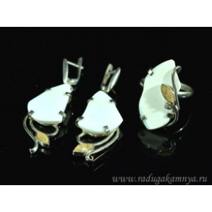 Кольцо и серьги из кахолонга