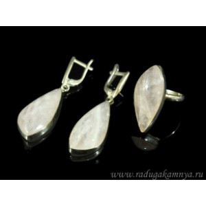 Кольцо и серьги с розовым кварцем " Грация " Кольцо и серьги с розовым кварцем " Грация "