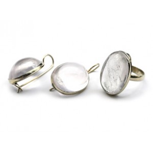 Кольцо и серьги розовый кварц " Овал " Кольцо и серьги розовый кварц " Овал "