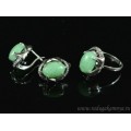 Кольцо и серьги с кварцем (имитация нефрита)