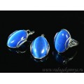 Кольцо и серьги с кошачьим глазом, цвет синий (иск.) Кольцо и серьги с кошачьим глазом, цвет синий (иск.)