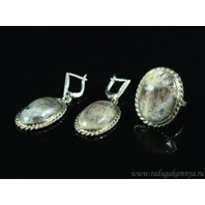 Кольцо и серьги солнечный камень " Овал " Кольцо и серьги солнечный камень " Овал "