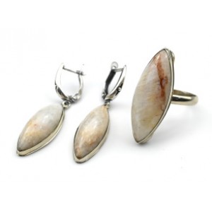 Кольцо и серьги беломорит