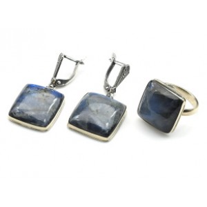 Кольцо и серьги лабрадор " Прямоугольник "