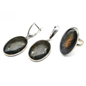 Кольцо и серьги лабрадор "Овал"