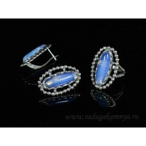Кольцо и серьги лунный камень (имитация)  (иск.)