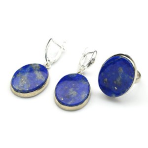 Кольцо и серьги лазурит "Овал"