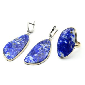 Кольцо и серьги лазурит " Грация "