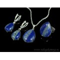 Кольцо, серьги, кулон капля 14*18мм с лазуритом афганским