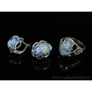 Кольцо и серьги с лазуритом