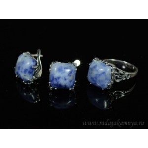 Кольцо и серьги с лазуритом