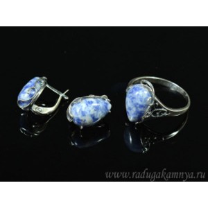 Кольцо и серьги с лазуритом
