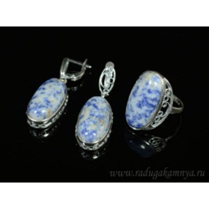 Кольцо и серьги с лазуритом