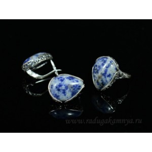 Кольцо и серьги с лазуритом