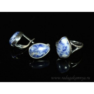 Кольцо и серьги с лазуритом