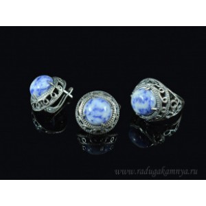Кольцо и серьги с лазуритом