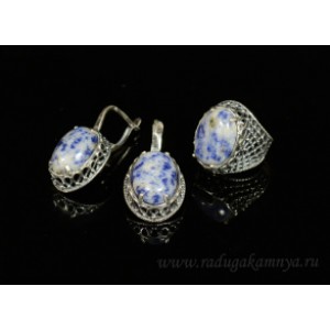 Кольцо и серьги с лазуритом
