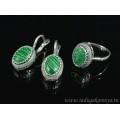 Кольцо и серьги с малахитом (имитация) (иск.) Кольцо и серьги с малахитом (имитация) (иск.)