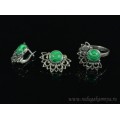 Кольцо и серьги с малахитом (имитация) (иск.) Кольцо и серьги с малахитом (имитация) (иск.)