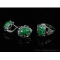 Кольцо и серьги с малахитом (имитация) (иск.) Кольцо и серьги с малахитом (имитация) (иск.)