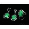 Кольцо и серьги с малахитом (имитация)  (иск.)