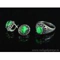 Кольцо и серьги с малахитом (имитация)  (иск.)