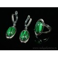 Кольцо и серьги с малахитом (имитация) (иск.) Кольцо и серьги с малахитом (имитация) (иск.)