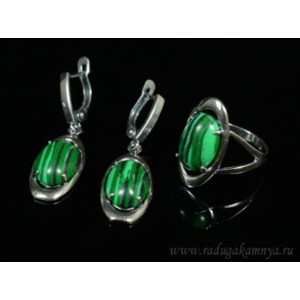 Кольцо и серьги с малахитом (имитация)  (иск.)