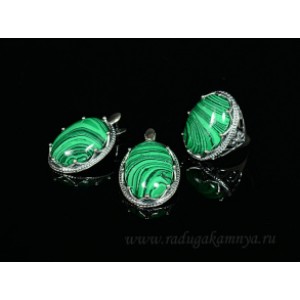 Кольцо и серьги малахит (имитация)  (иск.)