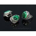Кольцо и серьги малахит (имитация) (иск.)