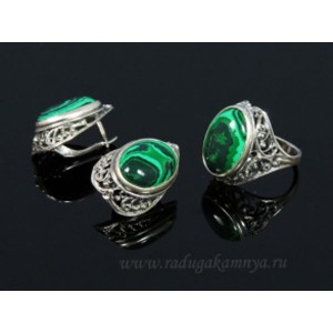 Кольцо и серьги малахит (имитация) (иск.)
