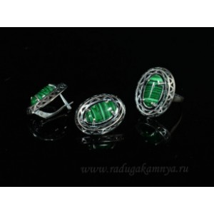 Кольцо и серьги с малахитом (имитация)  (иск.)