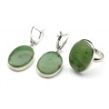 Кольцо и серьги с нефритом "Овал"