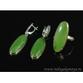 Кольцо и серьги нефрит " Овал "