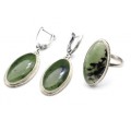 Кольцо и серьги из нефрита " Овал "