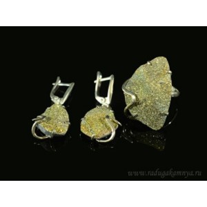 Кольцо и серьги с спектропиритом
